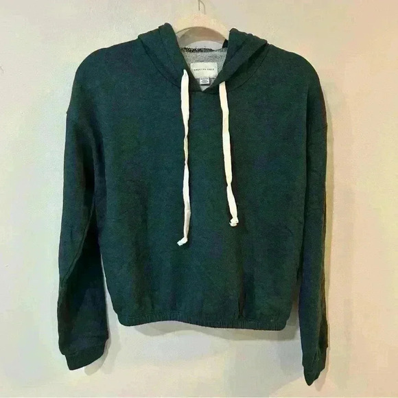 NWT American Eagle Dark Forrest Green Pullover Oversized Hoodie Size X-Small - Picture 1 of 4